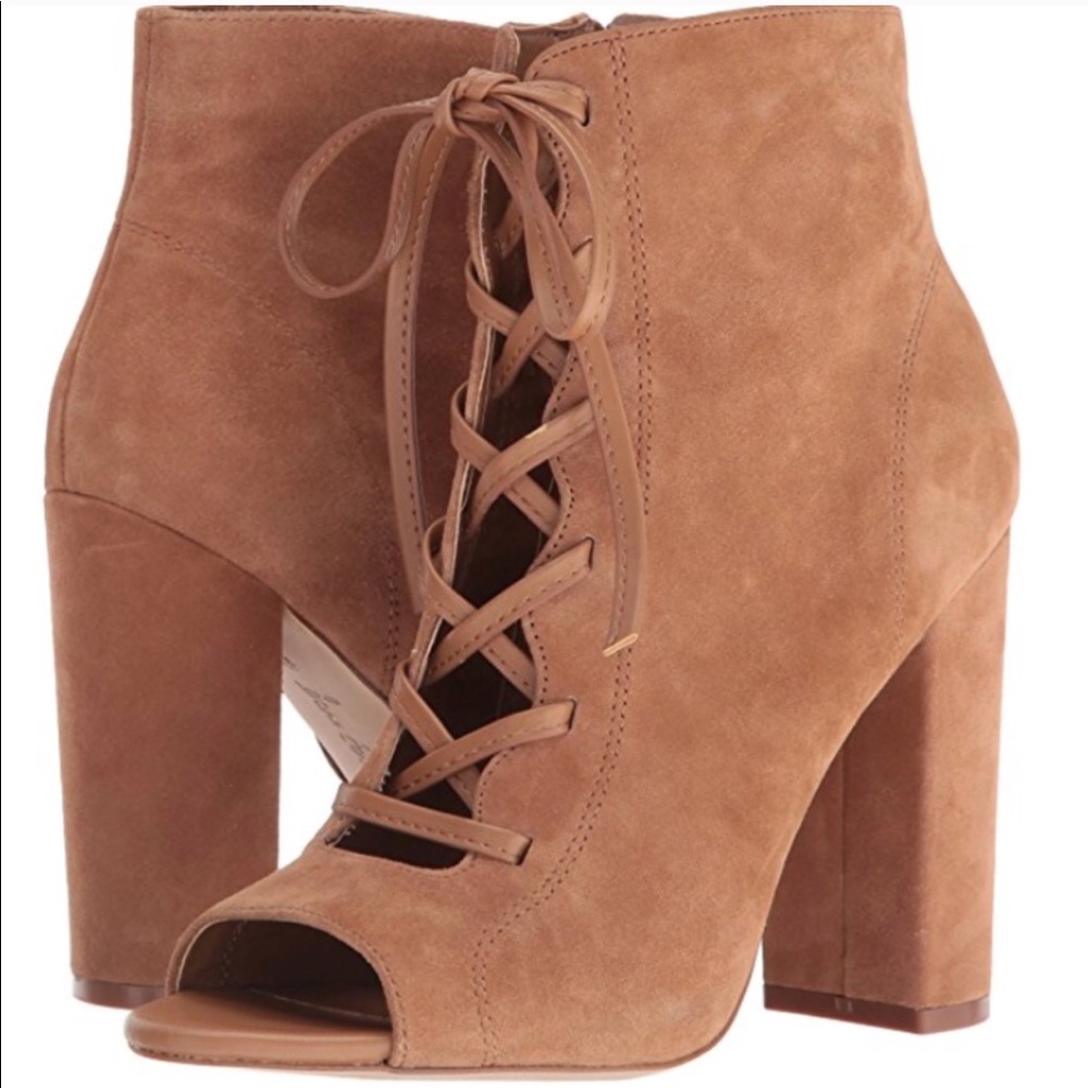 Sam Edelman Suede Leather peep toe boots